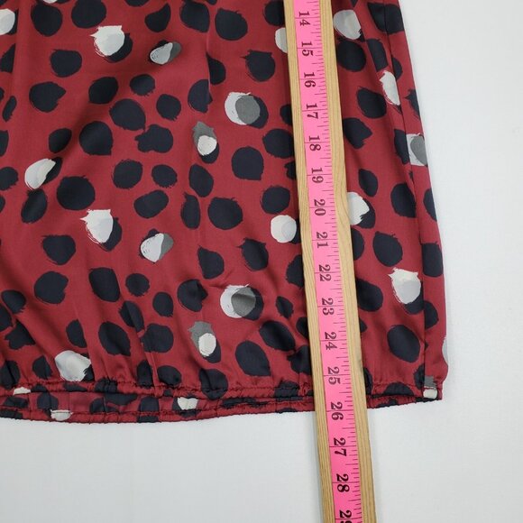 Monroe & Main Red Polka Dot Print Peasant Blouse L Sheer 3/4 Balloon Sleeve Top - Picture 15 of 15